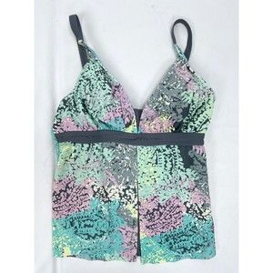 Free Country SMALL 4/6 Blue Green Tankini Swim Top Padded